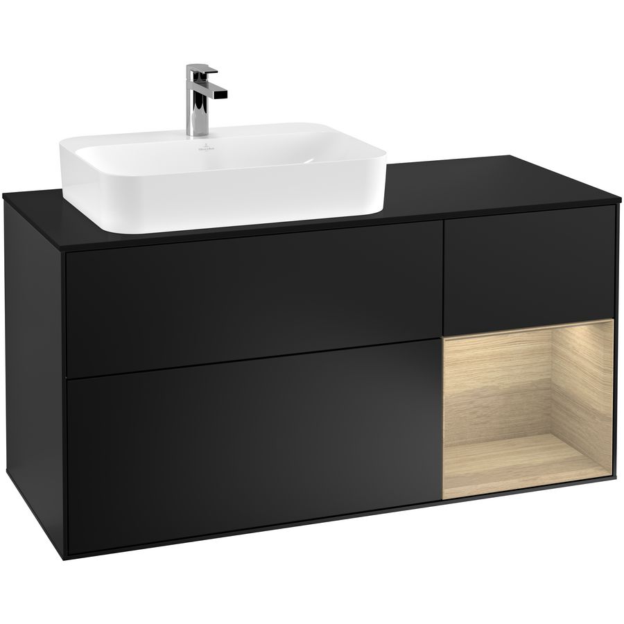 Wastafelonderkast Finion 1200x603x501mm Black Matt Lacquer F402PCPD