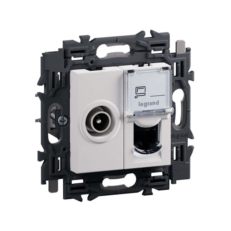 Wandcontactdoos RJ45 UTP Cat. 6 + TV wit Valena Next