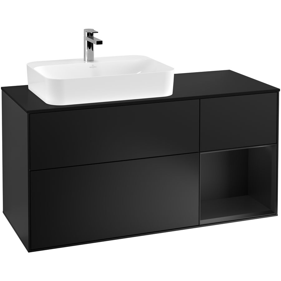Wastafelonderkast Finion 1200x603x501mm Black Matt Lacquer F402PDPD