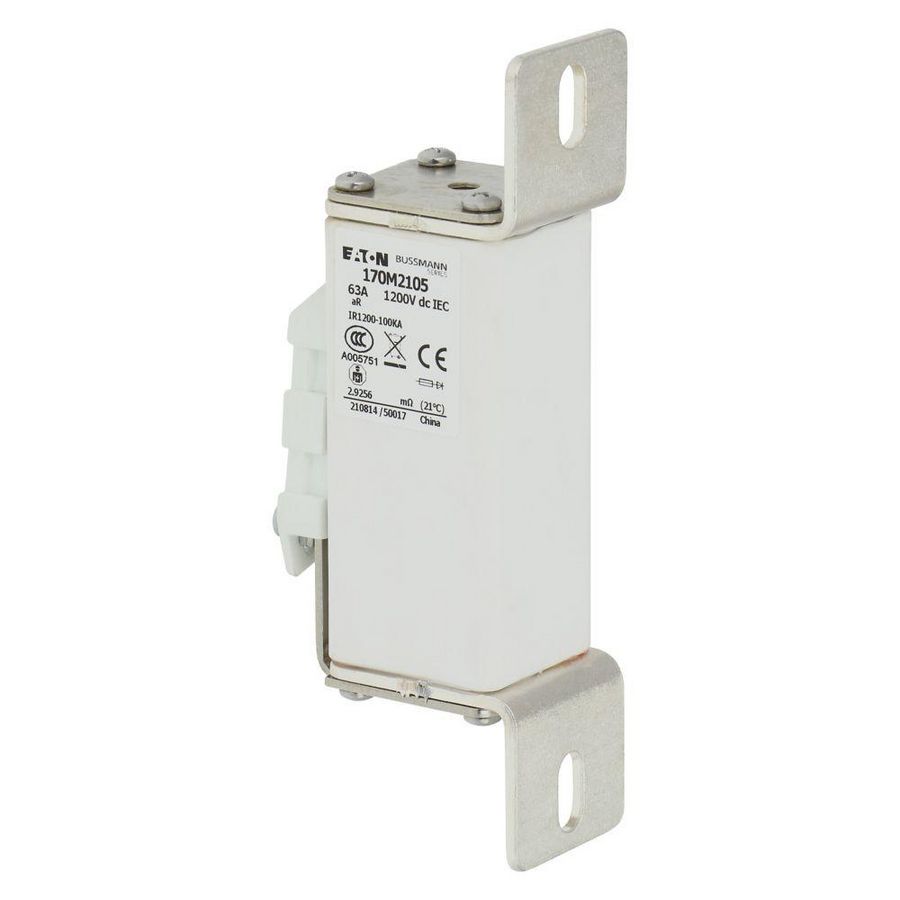 Zekering hoge snelheid 63A DC 1200V 50kA compact 1 39x VVE=3