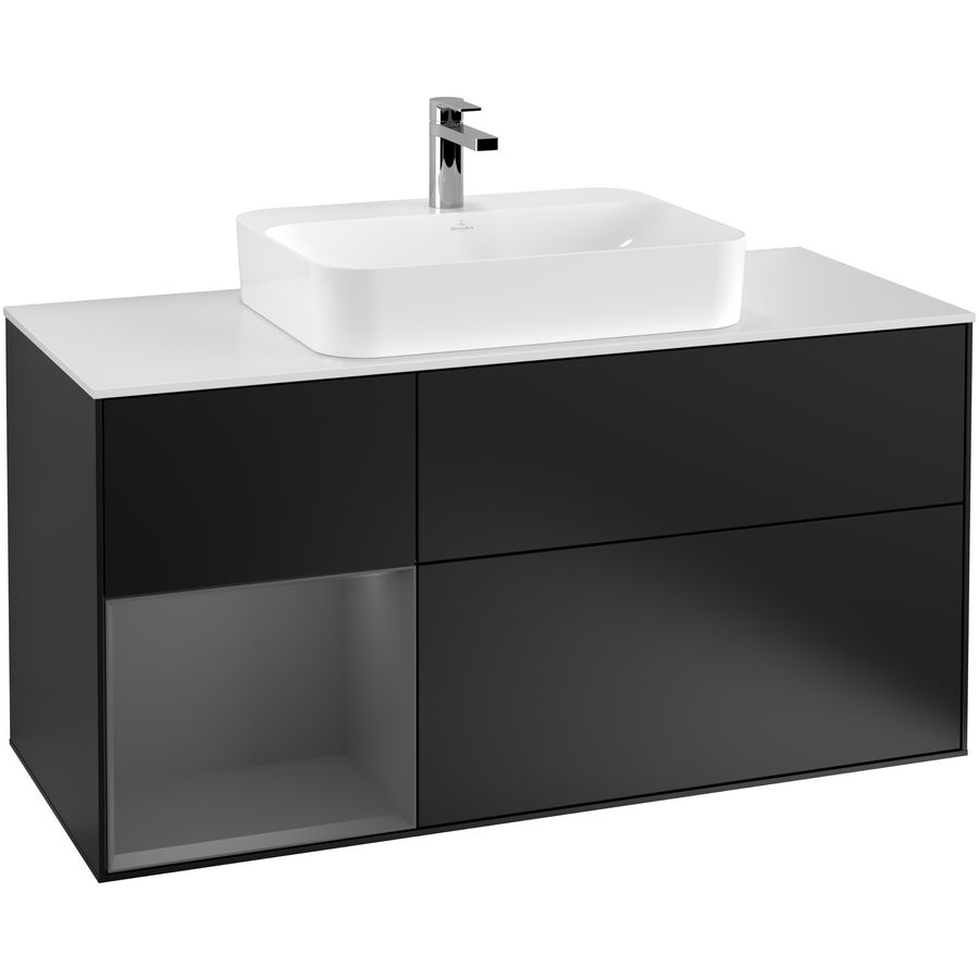 Wastafelonderkast Finion 1200x603x501mm Black Matt Lacquer F411GKPD