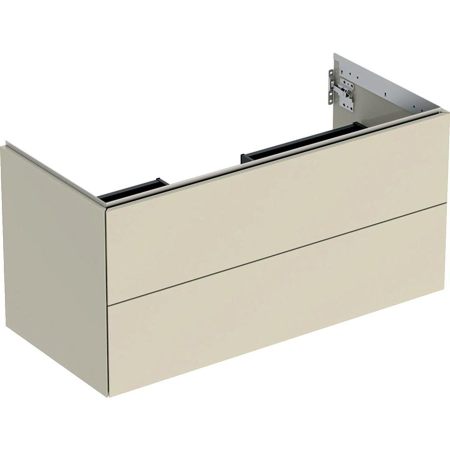 Wastafelonderkast 2x la 105cm zandgrijs hoogglans ONE