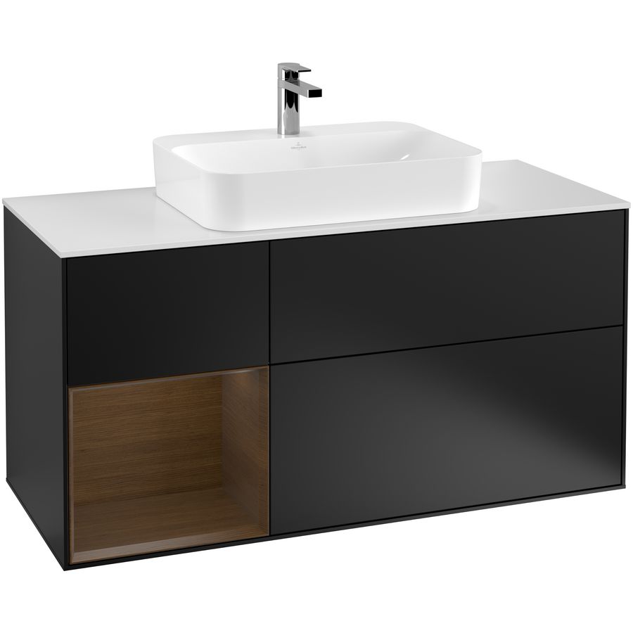 Wastafelonderkast Finion 1200x603x501mm Black Matt Lacquer F411GNPD