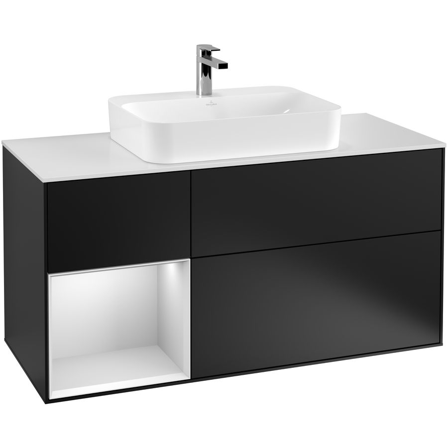 Wastafelonderkast Finion 1200x603x501mm Black Matt Lacquer F411MTPD