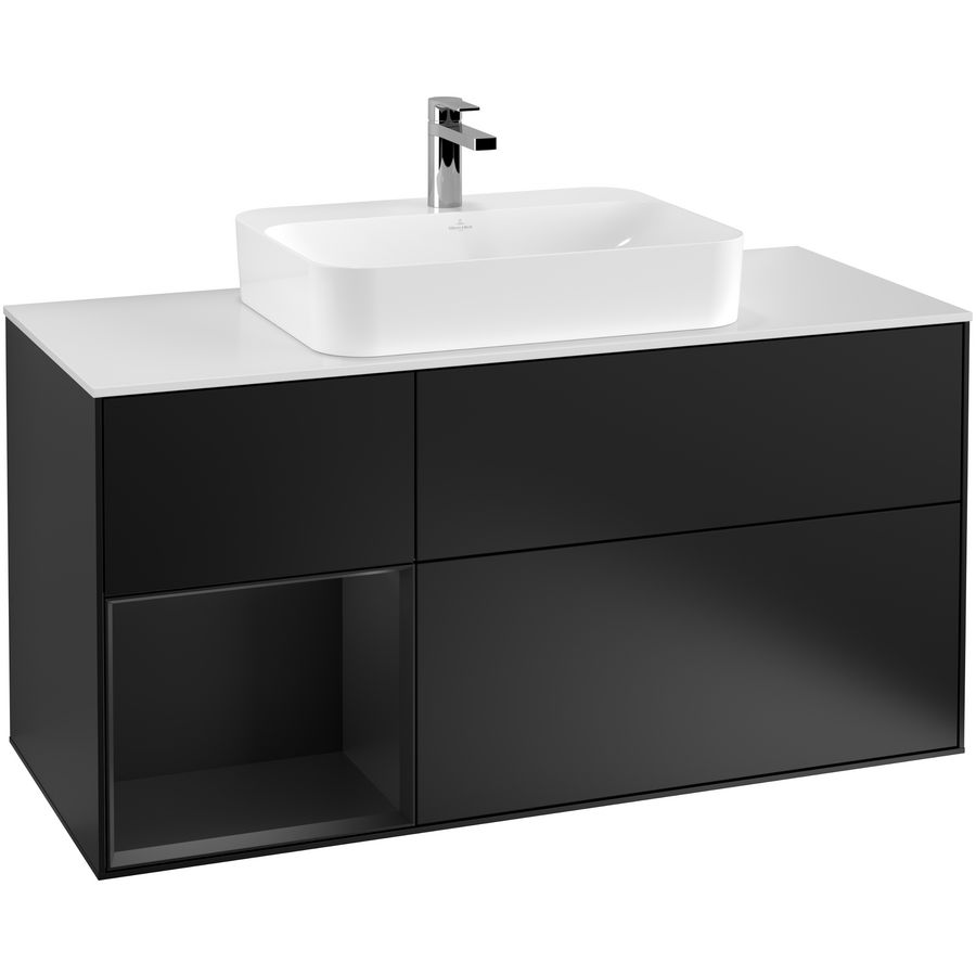 Wastafelonderkast Finion 1200x603x501mm Black Matt Lacquer F411PDPD