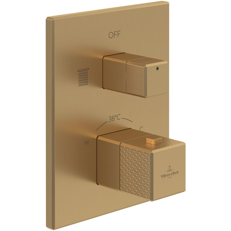 Inbouwthermostaat tweeweg stopkraan  Mettlach Brushed Gold