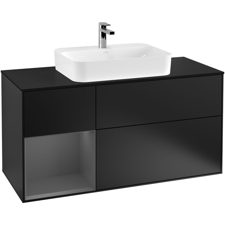 Wastafelonderkast Finion 1200x603x501mm Black Matt Lacquer F412GKPD