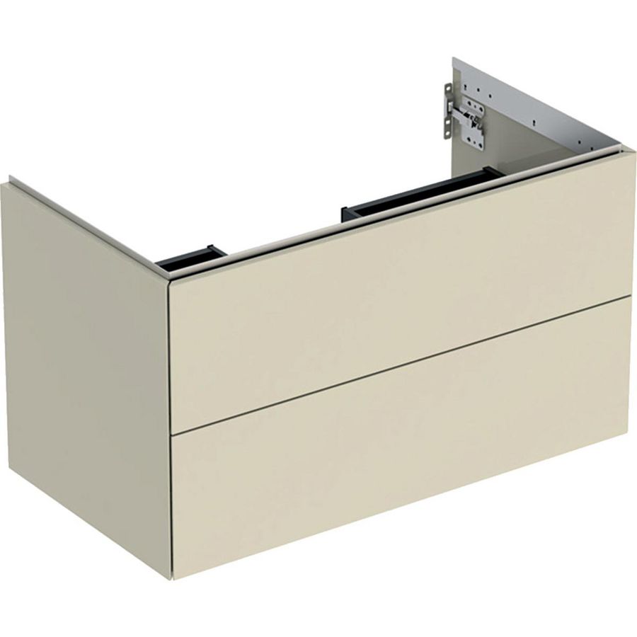 Wastafelonderkast 2x la 90cm zandgrijs hoogglans ONE