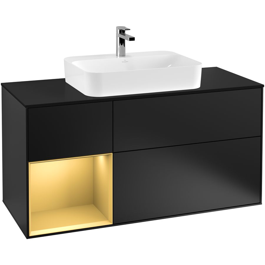 Wastafelonderkast Finion 1200x603x501mm Black Matt Lacquer F412HFPD