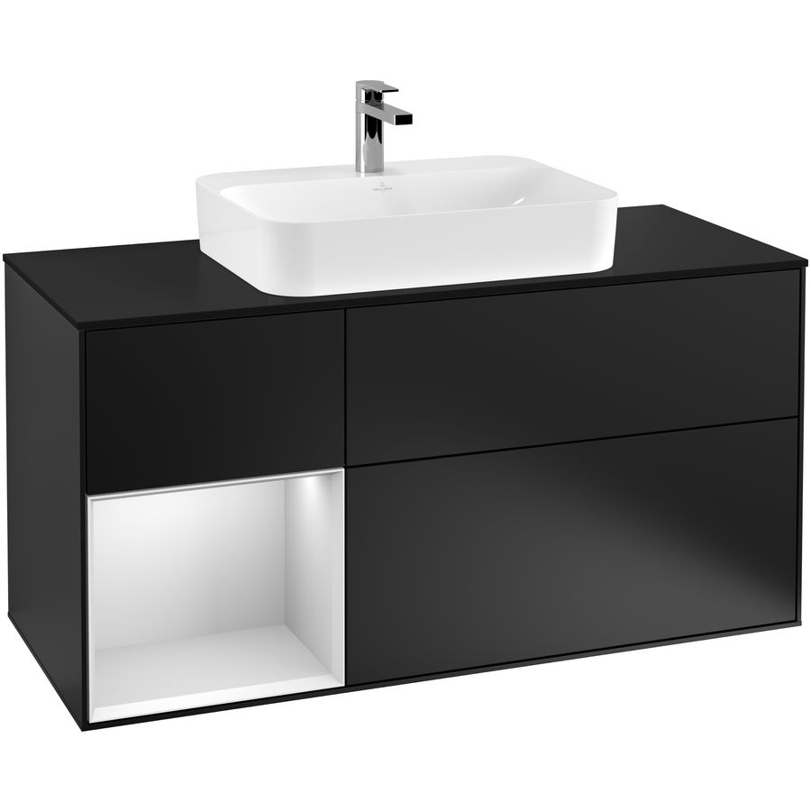 Wastafelonderkast Finion 1200x603x501mm Black Matt Lacquer F412MTPD
