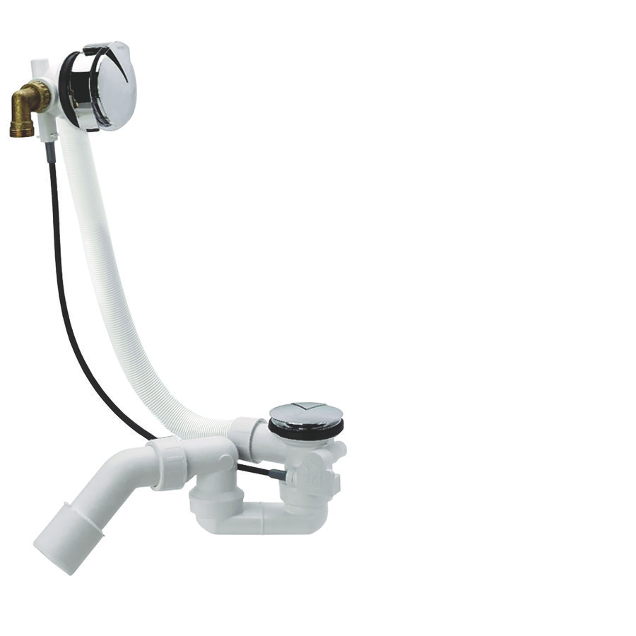 Badafvoer AVT70 overloop met watertoevoer 70cm kunststof/chr