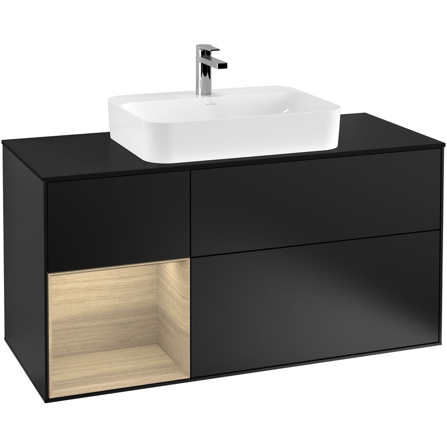 Wastafelonderkast Finion 1200x603x501mm Black Matt Lacquer F412PCPD