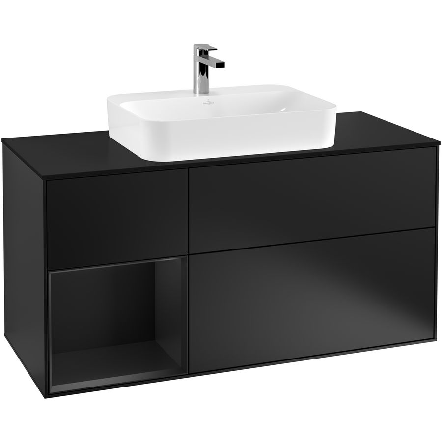 Wastafelonderkast Finion 1200x603x501mm Black Matt Lacquer F412PDPD