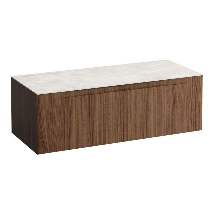 Wastafelonderkast ARUN 1200mm 1x la zonder uitsparingen Botticino Crema top Noce canaletto