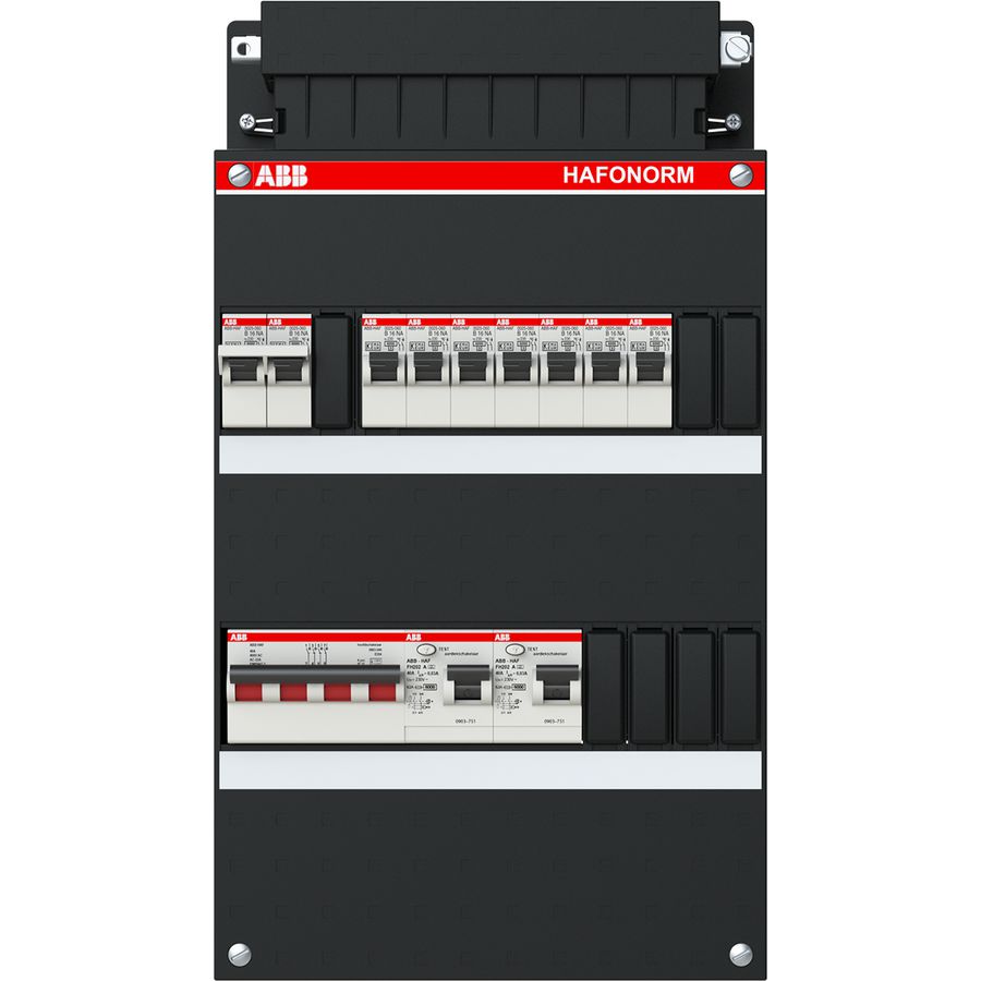 Groepenkast 7 groepen achter 2x 30mA + F + HS 3-fase