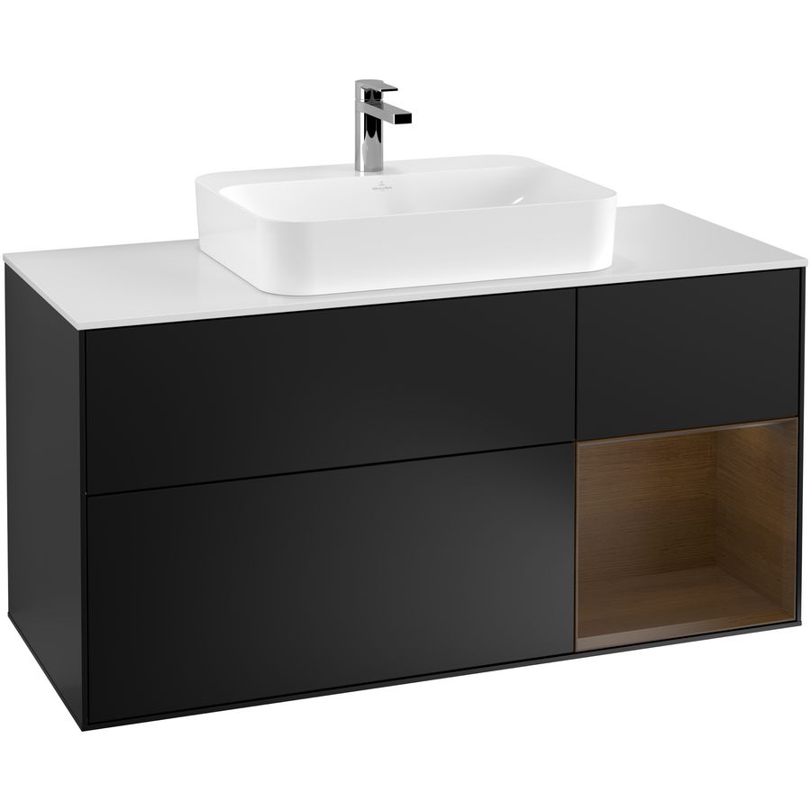Wastafelonderkast Finion 1200x603x501mm Black Matt Lacquer F421GNPD
