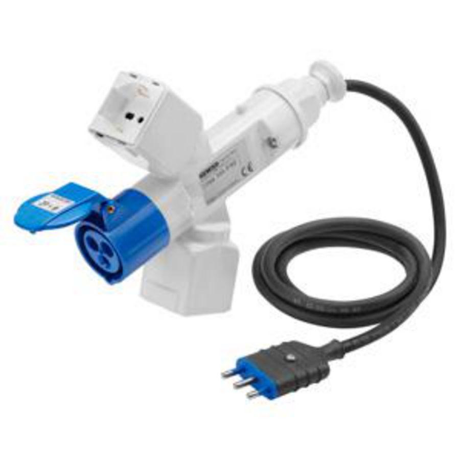 VERTAKTE ADAPTER IP44-2 VERTAKTE CONTACTDOZEN-BEDRAAD MET KA