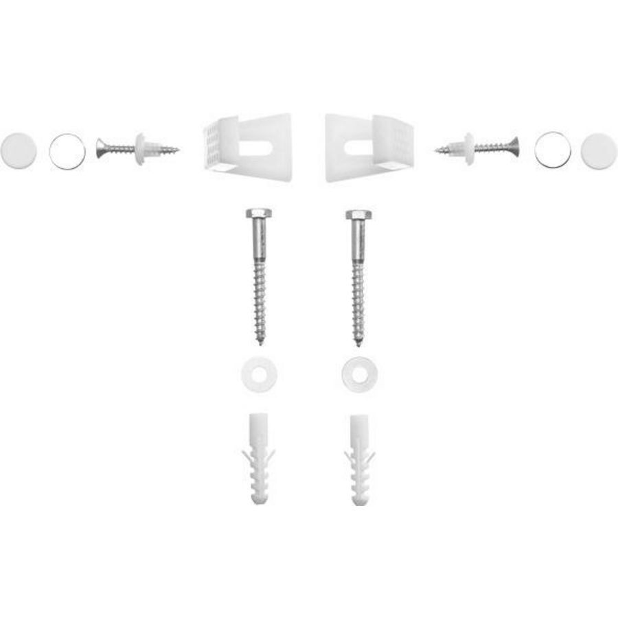Montageset tbv staand closet m. afdekkappen wit/chr