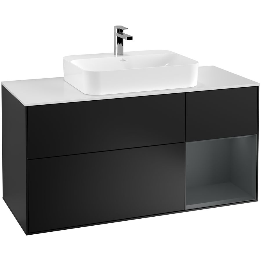 Wastafelonderkast Finion 1200x603x501mm Black Matt Lacquer F421HGPD