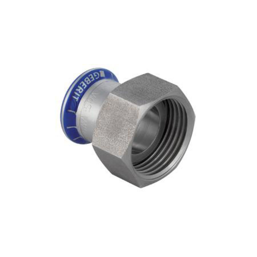 2-del. koppeling vlak MAPRESS RVS siliconenvrij (LABS-vrij) 15x wartel 3/4" (wartel RVS