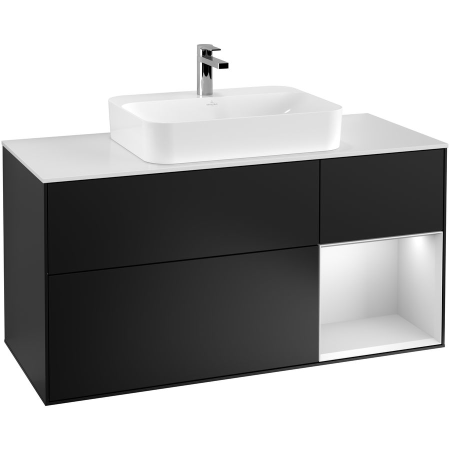 Wastafelonderkast Finion 1200x603x501mm Black Matt Lacquer F421MTPD