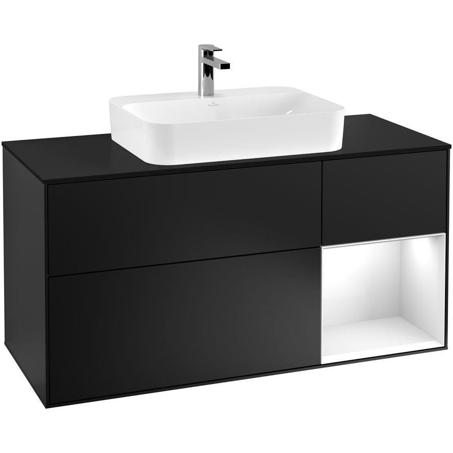 Wastafelonderkast Finion 1200x603x501mm Black Matt Lacquer F422GFPD