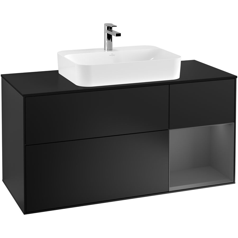 Wastafelonderkast Finion 1200x603x501mm Black Matt Lacquer F422GKPD