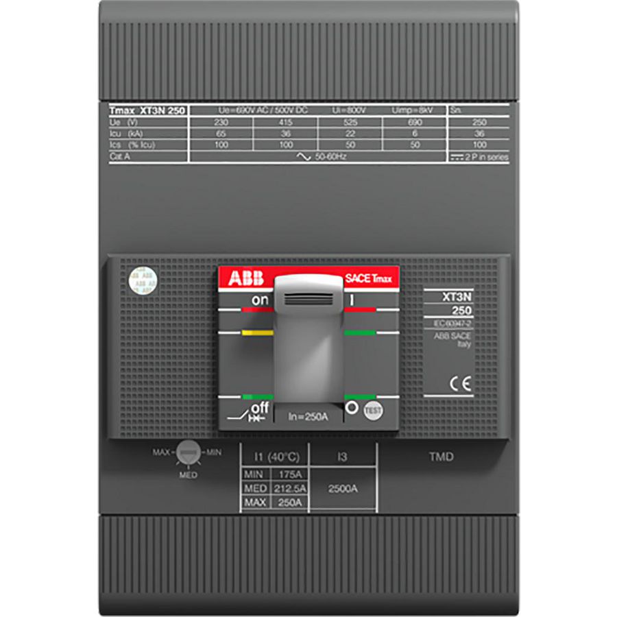 Vermogensschakelaar Tmax XT3N 250/R 63 3P instelbare therma