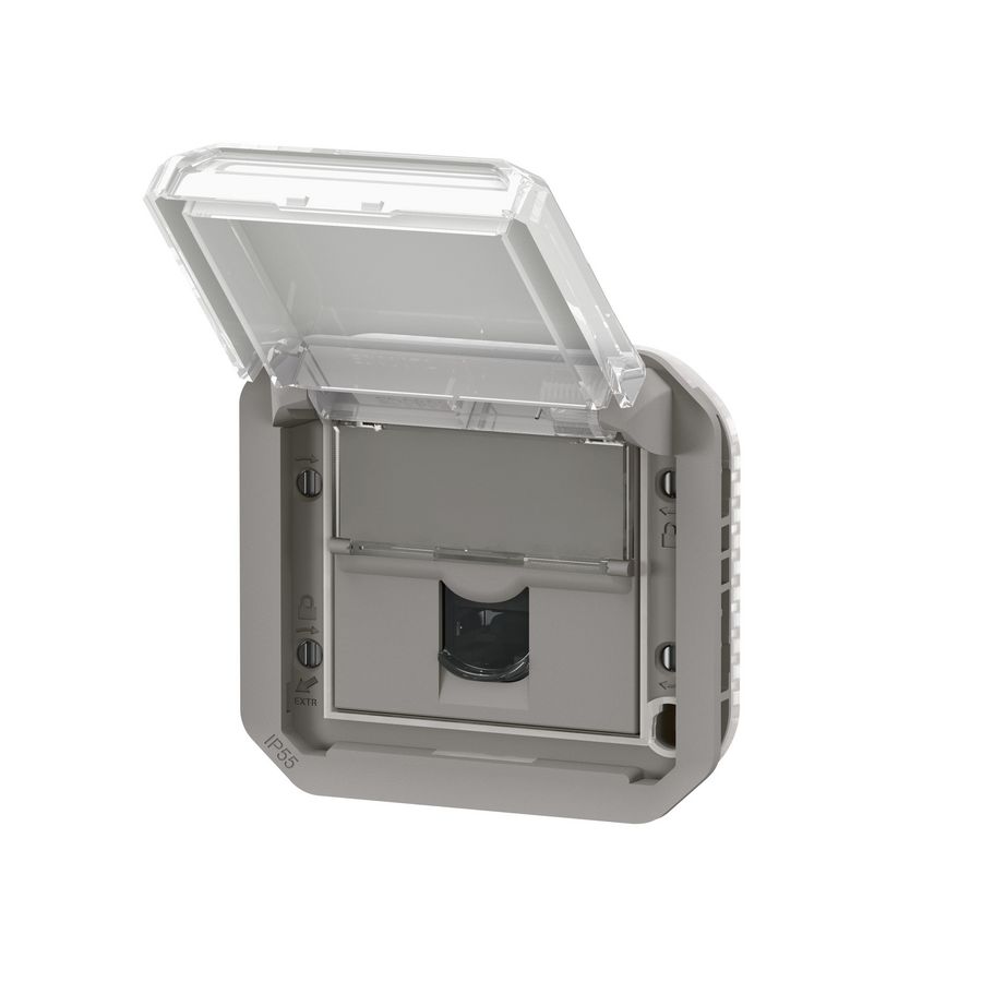 Contactdoos RJ45 Cat. 6A STP mechanisme grijs Plexo