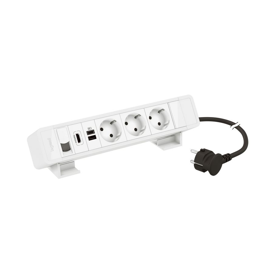 Bur.blk wit-3contactdoos+USB A+C+RJ45+HDMI