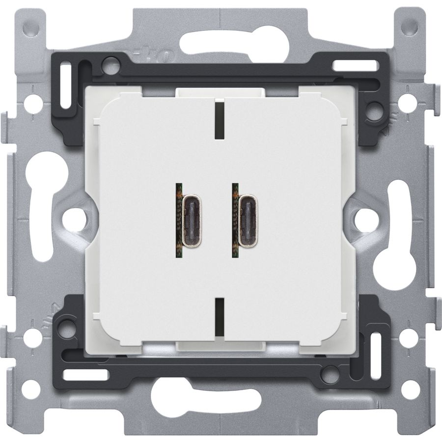 Dubbele inbouw smart USB-C lader+power delivery 65W piek schroefbevestiging