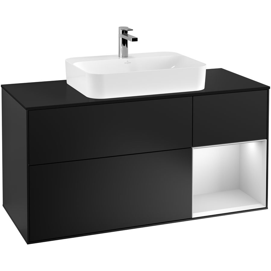 Wastafelonderkast Finion 1200x603x501mm Black Matt Lacquer F422MTPD