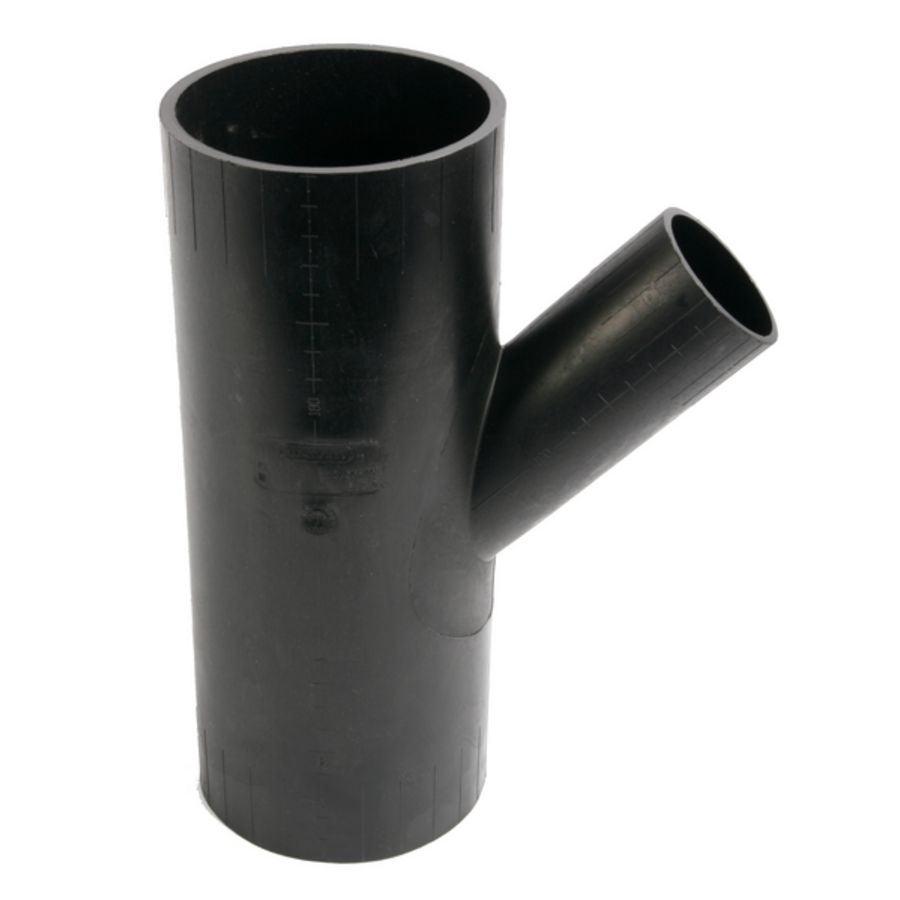 PE verloop T-stuk 45° 200x125mm PN4 zwart