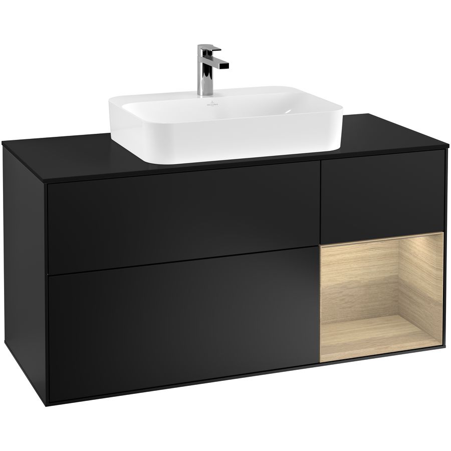 Wastafelonderkast Finion 1200x603x501mm Black Matt Lacquer F422PCPD