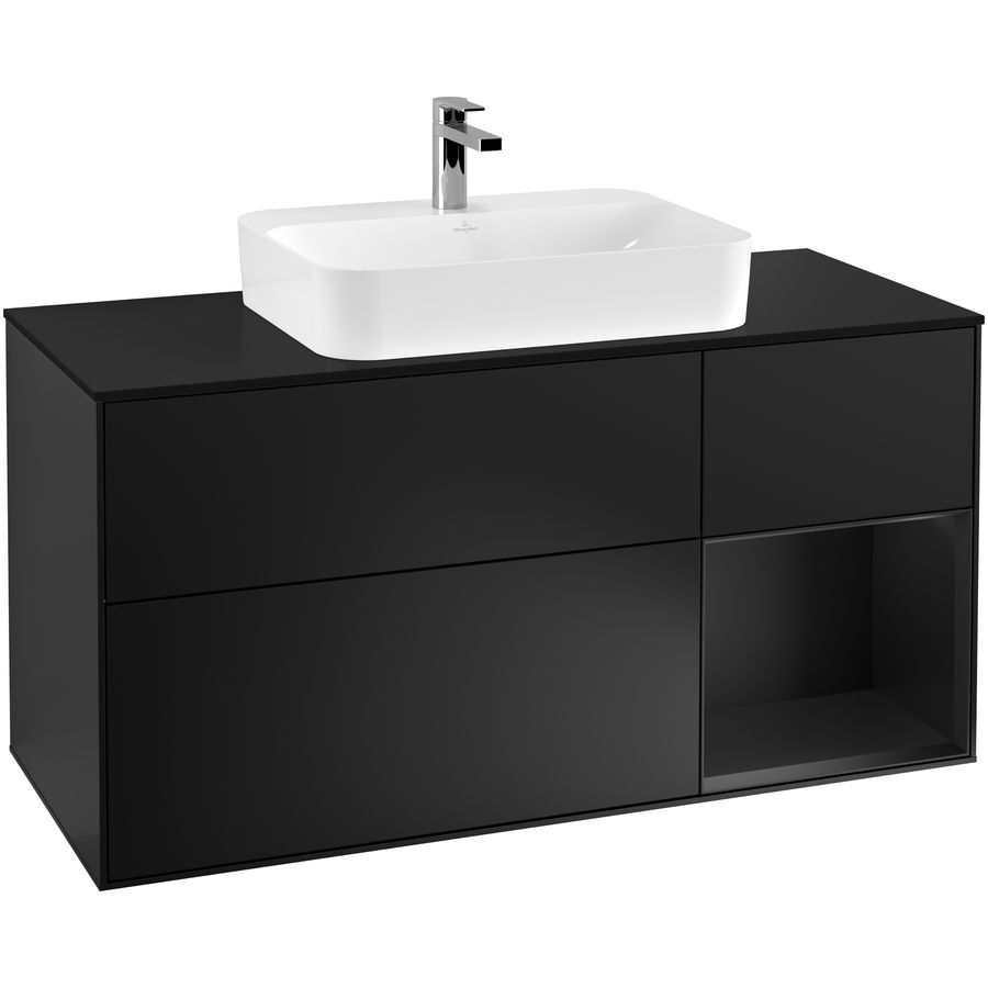 Wastafelonderkast Finion 1200x603x501mm Black Matt Lacquer F422PDPD