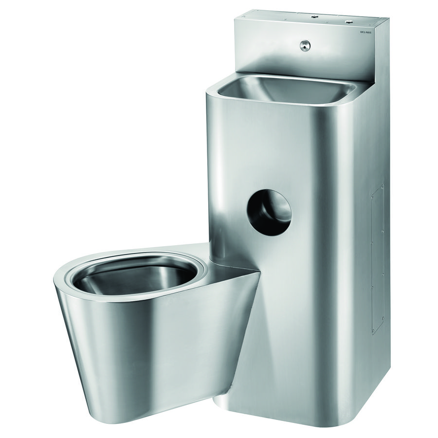 Combinatie wastafel+wandcloset Combi KOMPACT links RVS 304 mat 162400