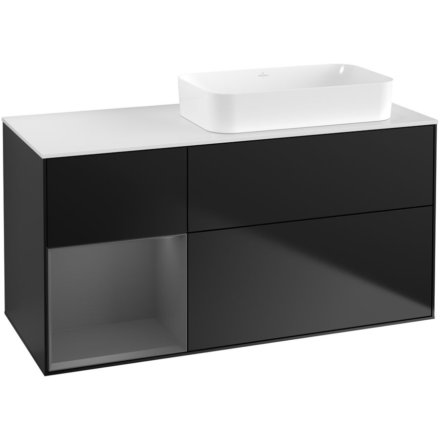 Wastafelonderkast Finion 1200x603x501mm Black Matt Lacquer F681GKPD