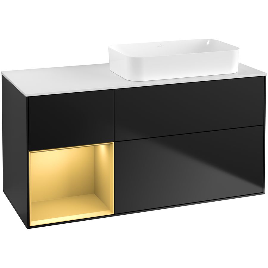 Wastafelonderkast Finion 1200x603x501mm Black Matt Lacquer F681HFPD