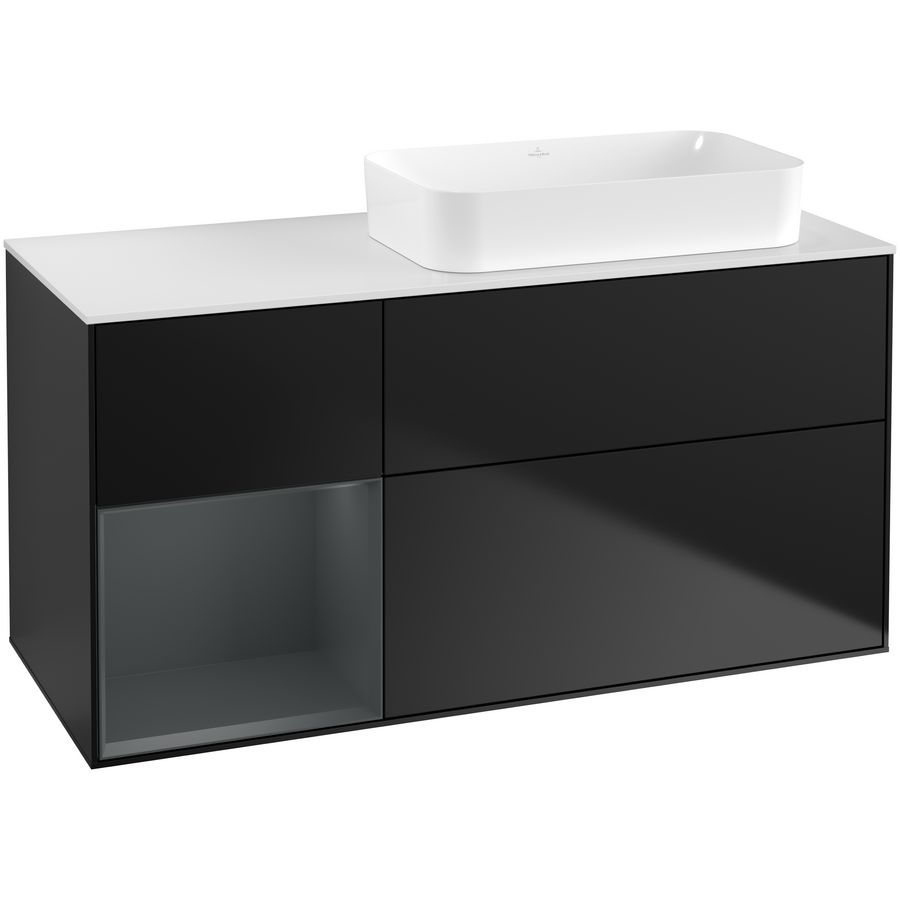 Wastafelonderkast Finion 1200x603x501mm Black Matt Lacquer F681HGPD