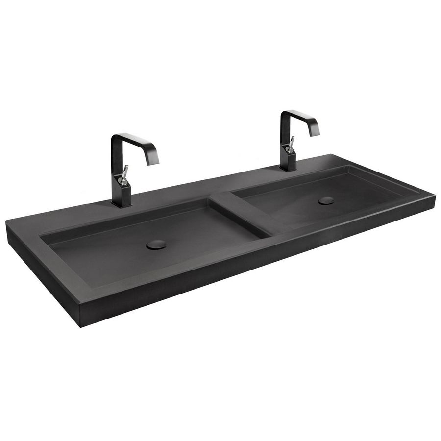 Wastafel 221 Beton Dark 140,5cm 2x kom met kraangat (i.c.m. meubel)