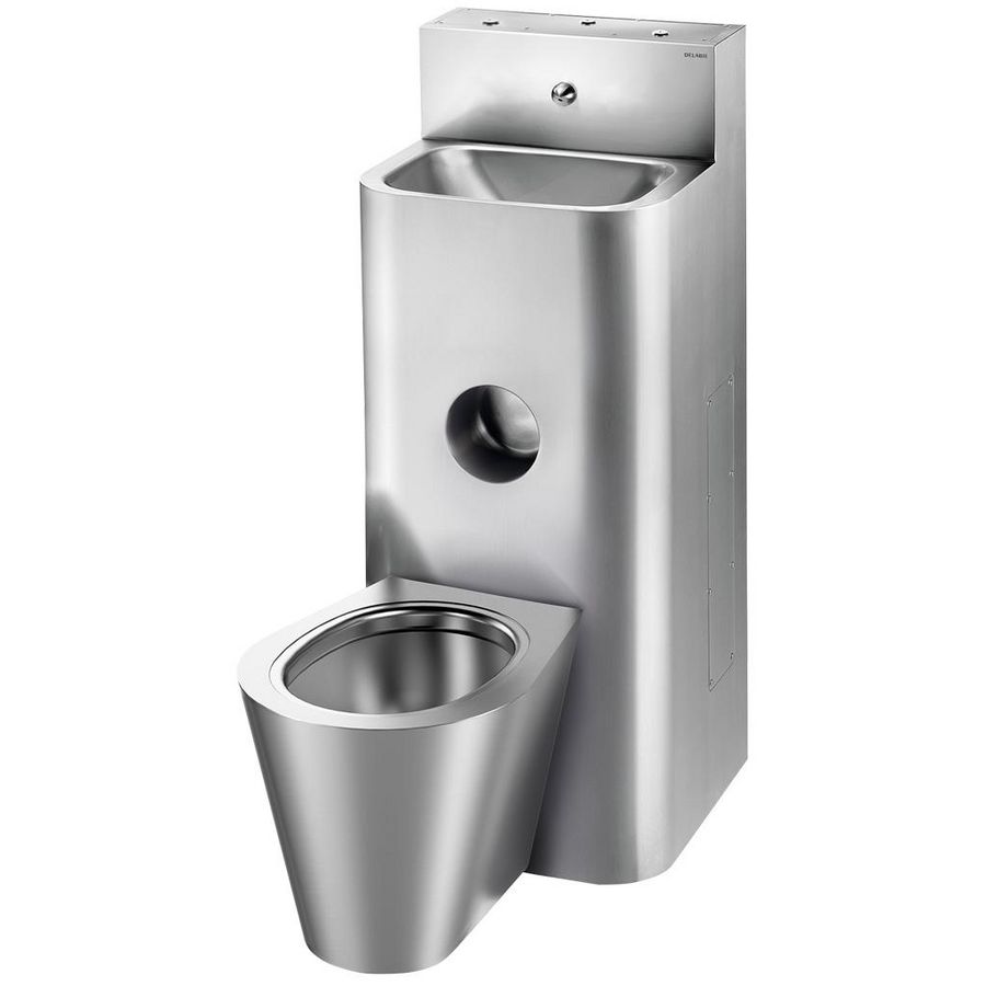 Combinatie wastafel+staand closet Combi KOMPACT WW/KW gecentreerd RVS 304 mat