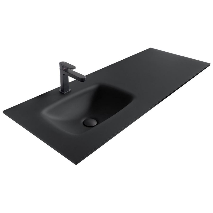 Wastafel 240 glas mat zwart 100.5x46cm 1x kraangat (i.c.m. meubel)