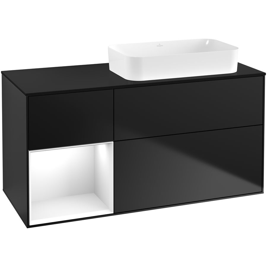 Wastafelonderkast Finion 1200x603x501mm Black Matt Lacquer F682GFPD
