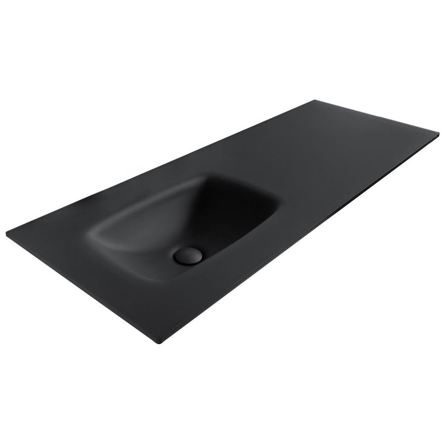 Wastafel 240 glas mat black 100.5x46cm 1x kom zonder kraangat (los besteld)
