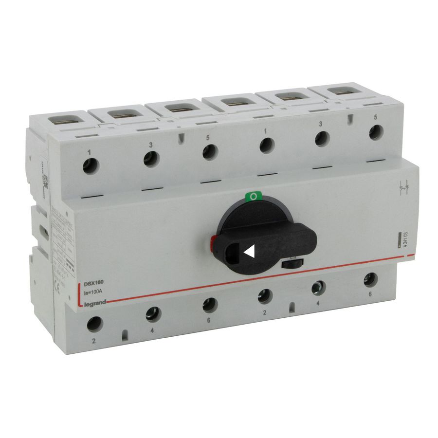Bronomschakelaar DSX160 3P 100A + draaihendel - breedte 9 mo