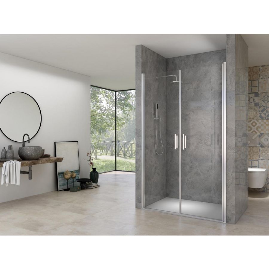 Nis pendeldeur 970-1010x2000mm 6mm helder glas chroom muurprofiel