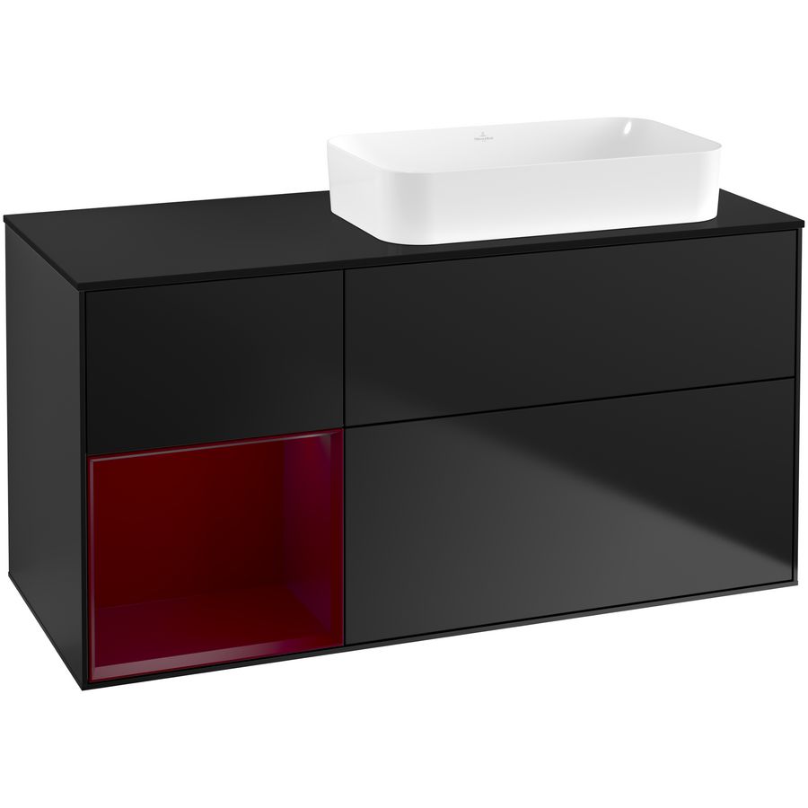 Wastafelonderkast Finion 1200x603x501mm Black Matt Lacquer F682HBPD