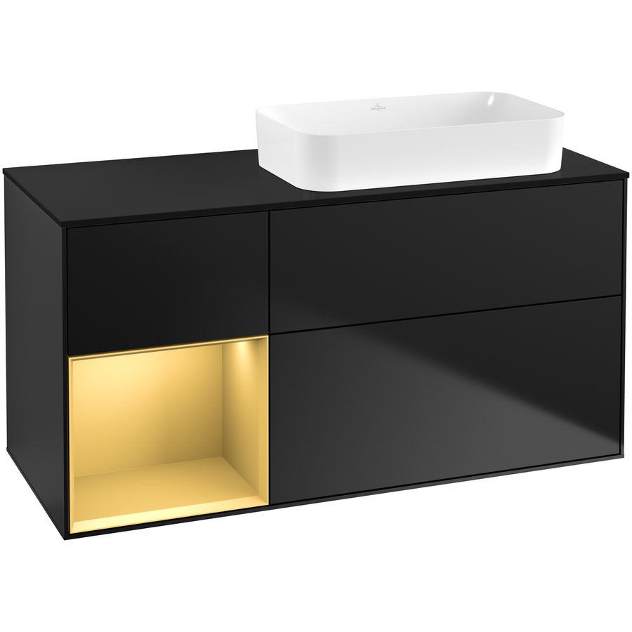 Wastafelonderkast Finion 1200x603x501mm Black Matt Lacquer F682HFPD