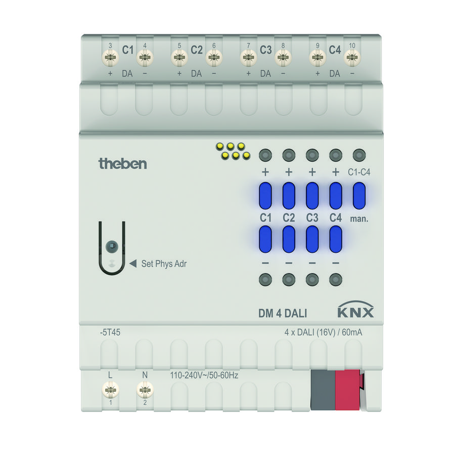 Dimactor 4 kanaals 4 x 30 DALI drivers DALI-2 KNX DALI