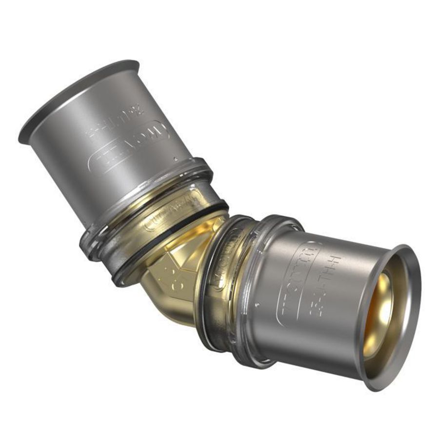 Kniekoppeling 45° persaansluiting TIGRIS M5 25x25mm